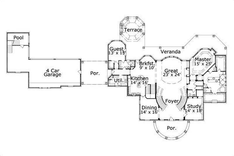 Floor Plan First Story of Colonial Plan #156-1117