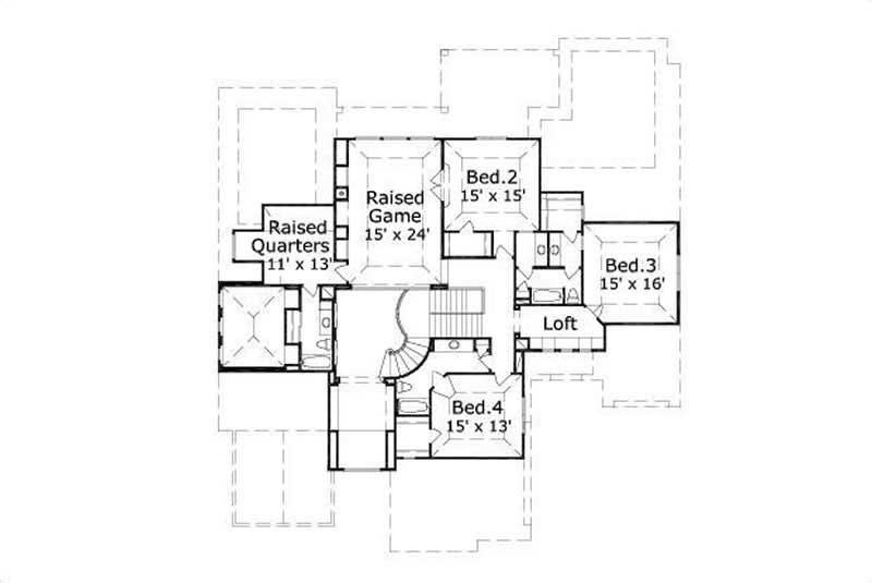Floor Plan Second Story of Luxury Plan #156-1118