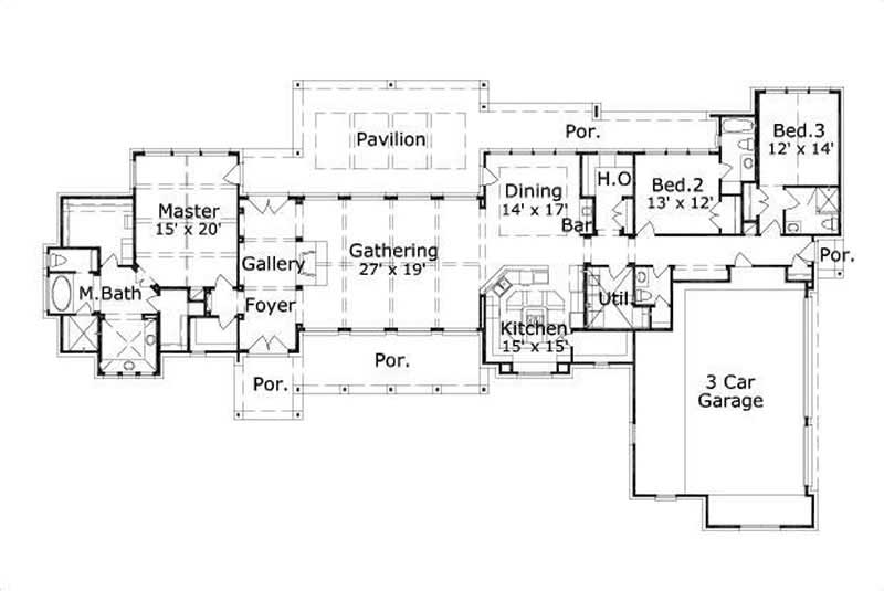 Floor Plan First Story of Country Plan #156-1119