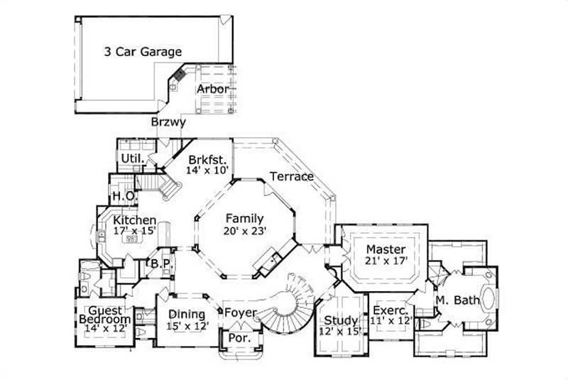 Floor Plan First Story of Luxury Plan #156-1121