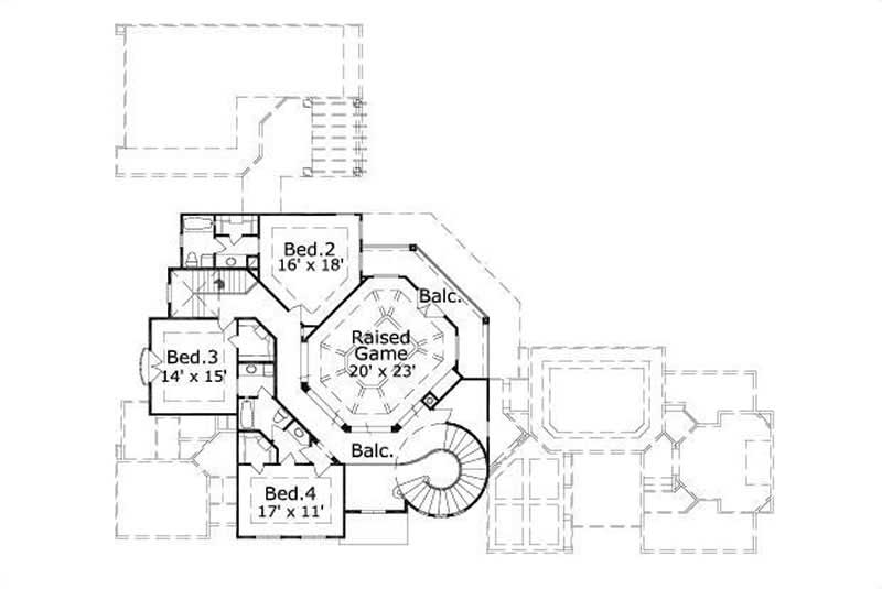 Floor Plan Second Story of Luxury Plan #156-1121
