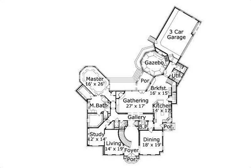 Floor Plan First Story of Luxury Plan #156-1122