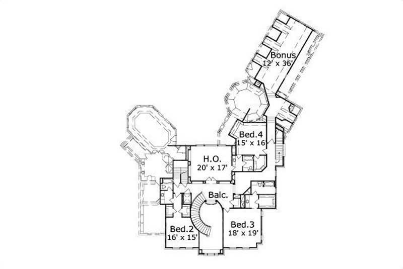 Floor Plan Second Story of Luxury Plan #156-1122