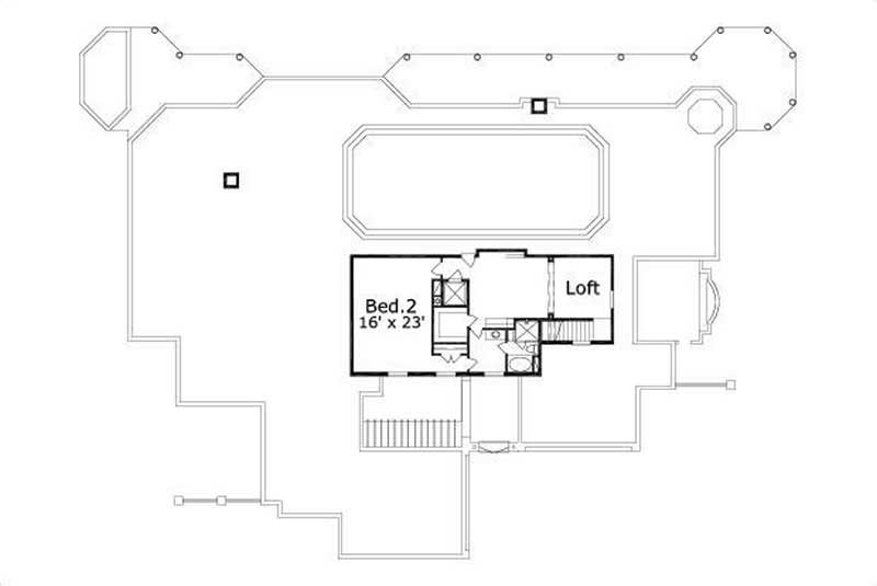 Floor Plan Second Story of Mediterranean Plan #156-1123