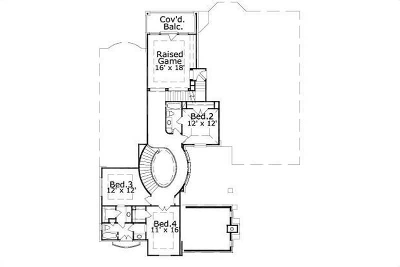 Floor Plan Second Story of French Plan #156-1127