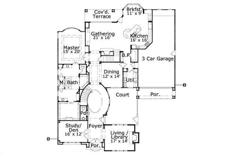 Floor Plan First Story of Mediterranean Plan #156-1132