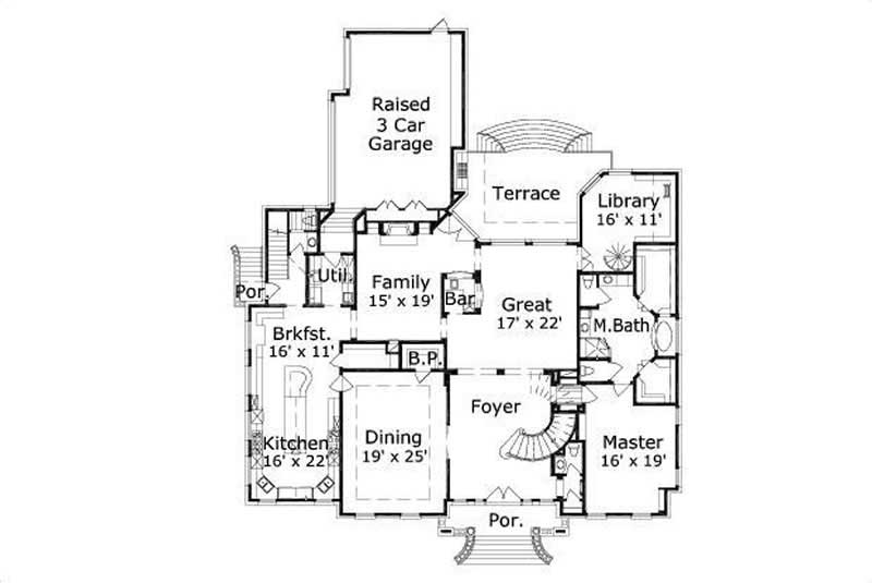 Floor Plan First Story of Luxury Plan #156-1134