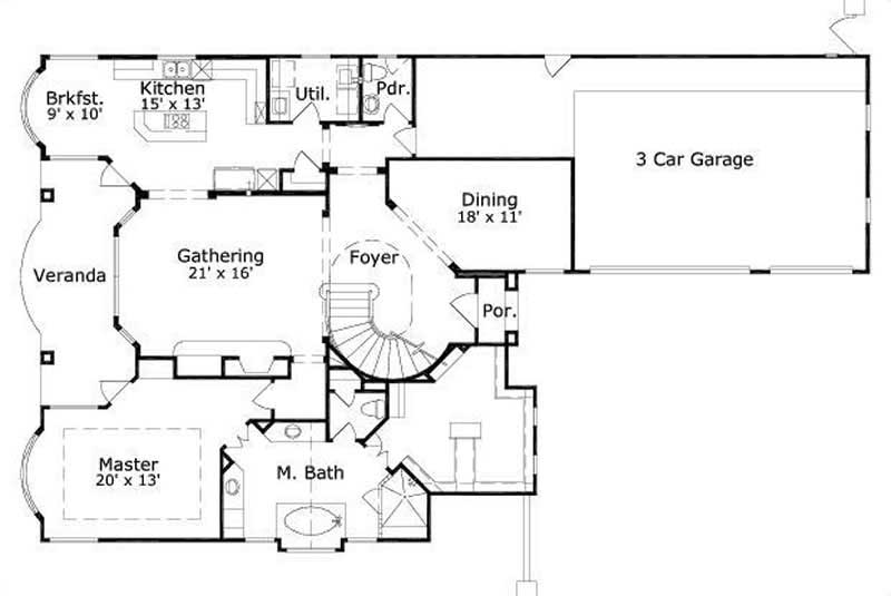 Floor Plan First Story of Plan #156-1137