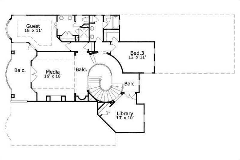 Floor Plan Second Story of Plan #156-1137