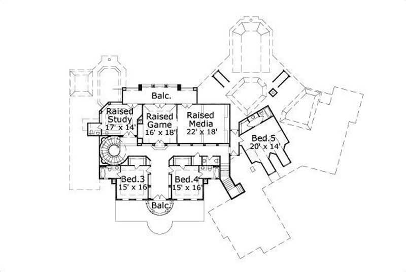 Floor Plan Second Story of French Plan #156-1142