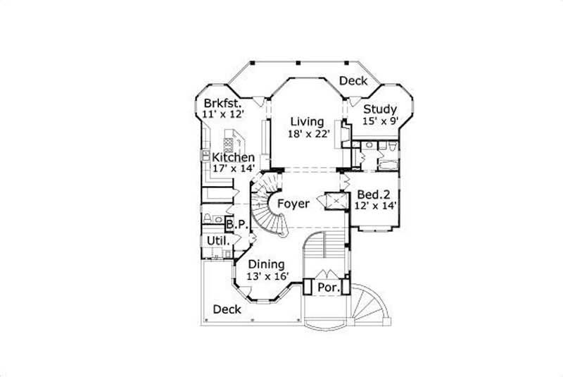 Floor Plan Second Story of Coastal Plan #156-1143