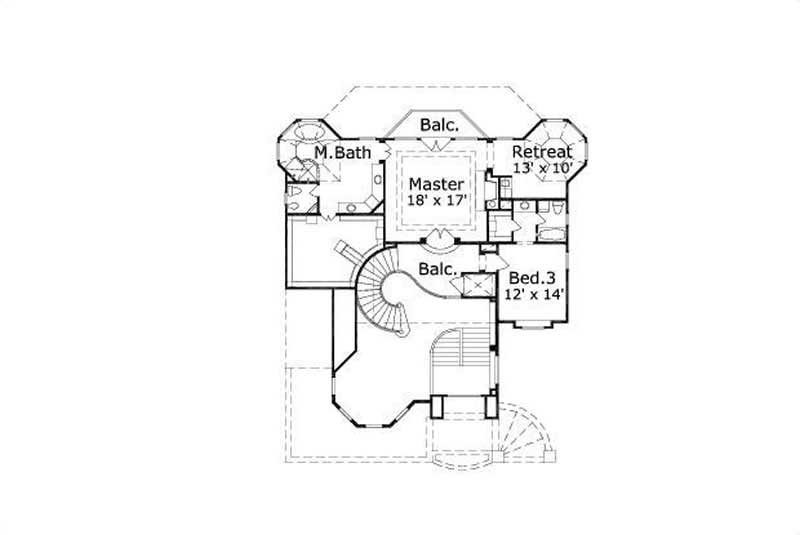 Floor Plan Third Story of Coastal Plan #156-1143