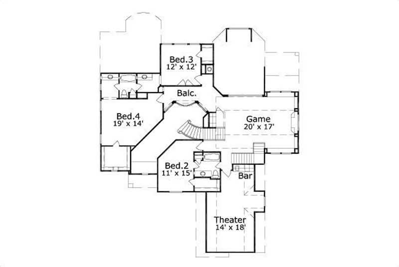 Floor Plan Second Story of Country Plan #156-1144