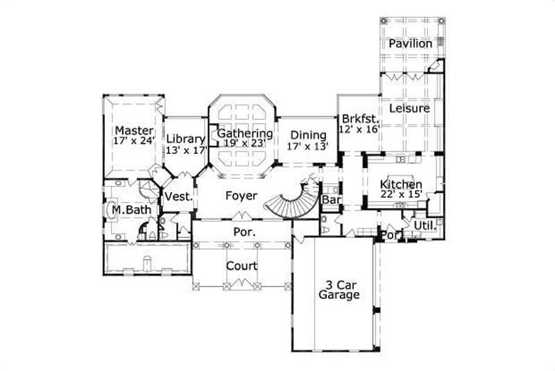 Floor Plan First Story of Mediterranean Plan #156-1145