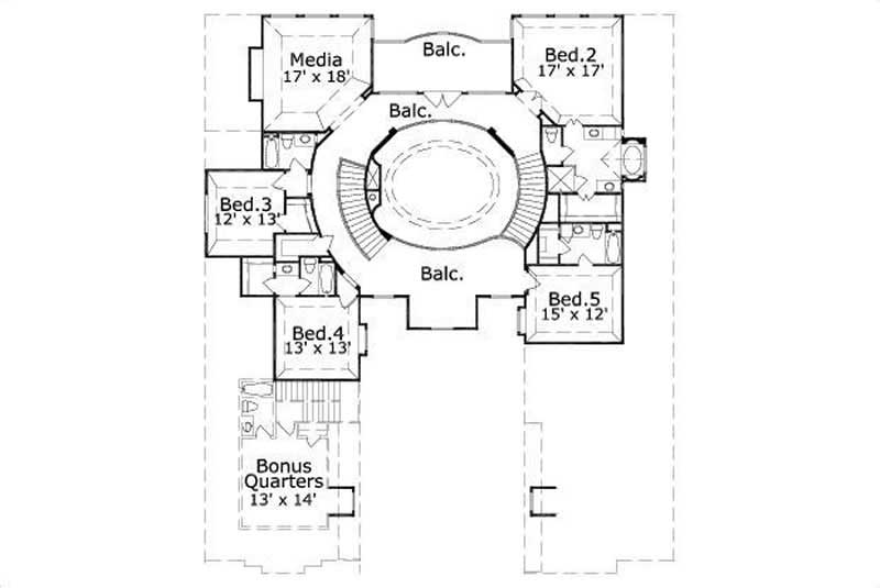 Floor Plan Second Story of Country Plan #156-1147