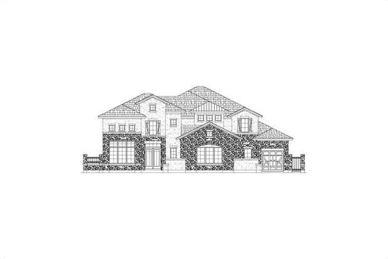 Front elevation of Tuscan home (ThePlanCollection: House Plan #156-1148)