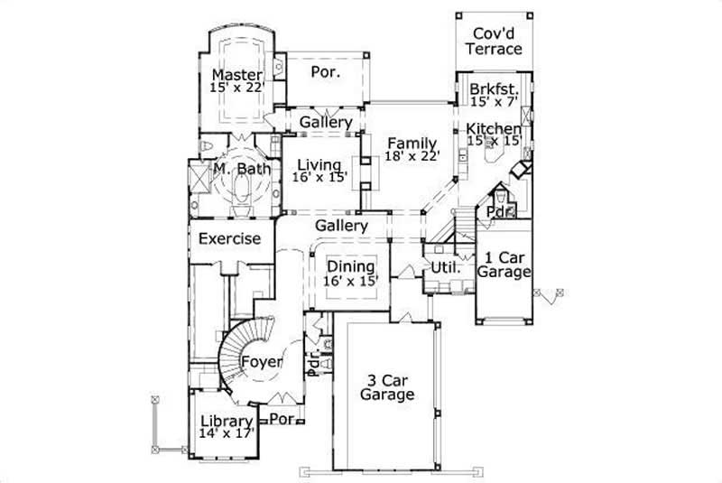 Floor Plan First Story of Plan #156-1148