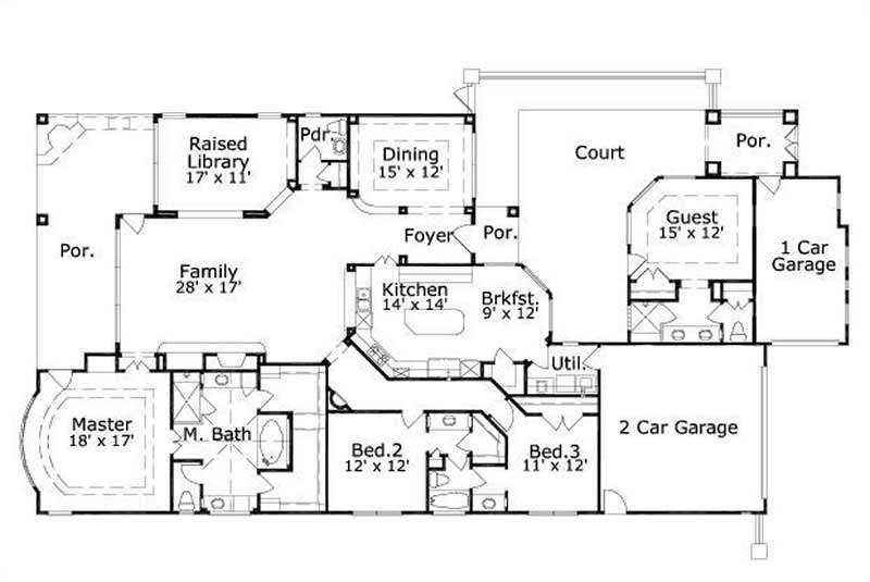 Floor Plan First Story of Plan #156-1152