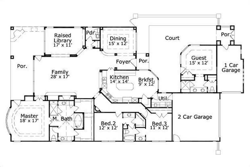 Floor Plan First Story of Plan #156-1153
