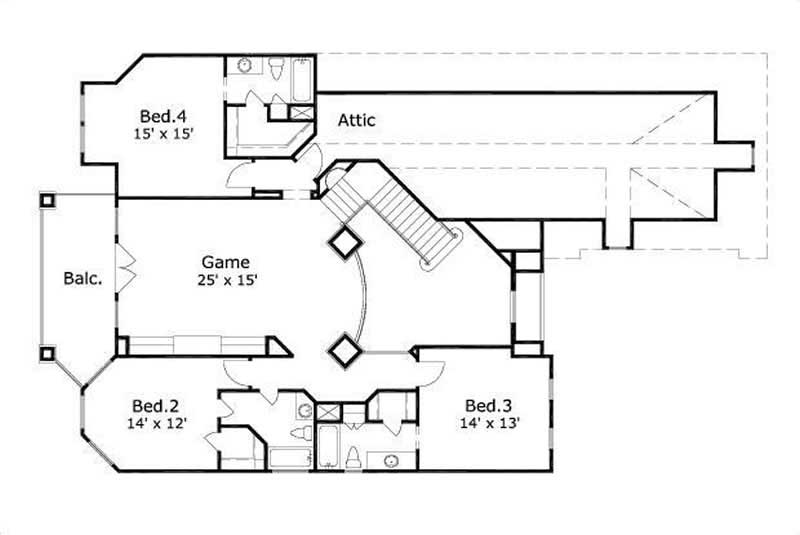 Floor Plan Second Story of Plan #156-1156