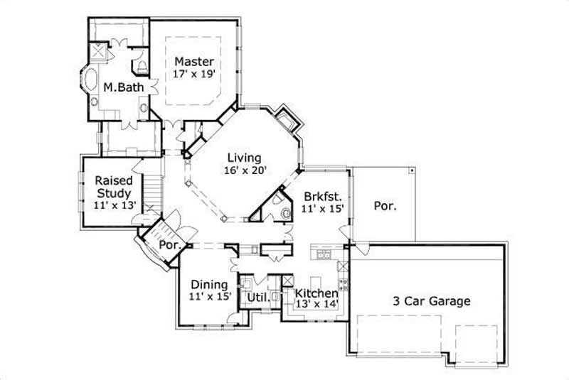 Floor Plan First Story of Craftsman Plan #156-1159