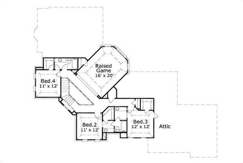 Floor Plan Second Story of Craftsman Plan #156-1159