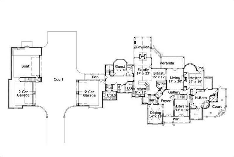 Floor Plan First Story of Country Plan #156-1163