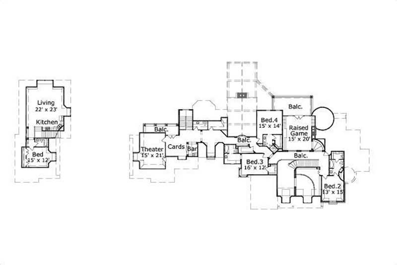 Floor Plan Second Story of Country Plan #156-1163