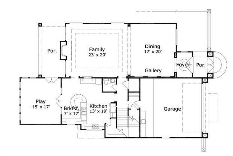 Floor Plan First Story of Mediterranean Plan #156-1169
