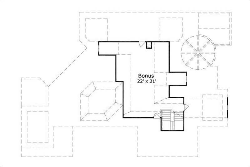 Floor Plan Third Story of Spanish Plan #156-1171