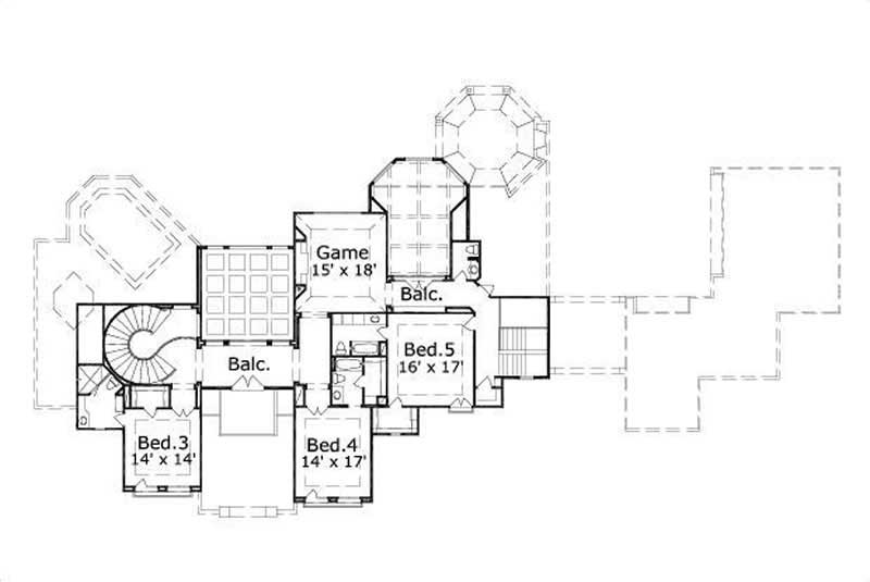 Floor Plan Second Story of French Plan #156-1176