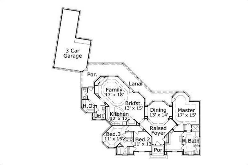 Floor Plan First Story of Ranch Plan #156-1177