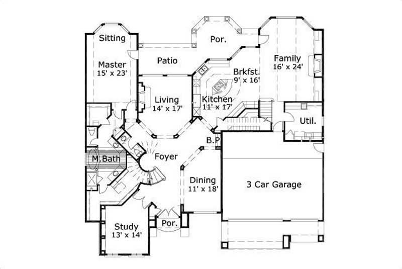 Floor Plan First Story of Luxury Plan #156-1179