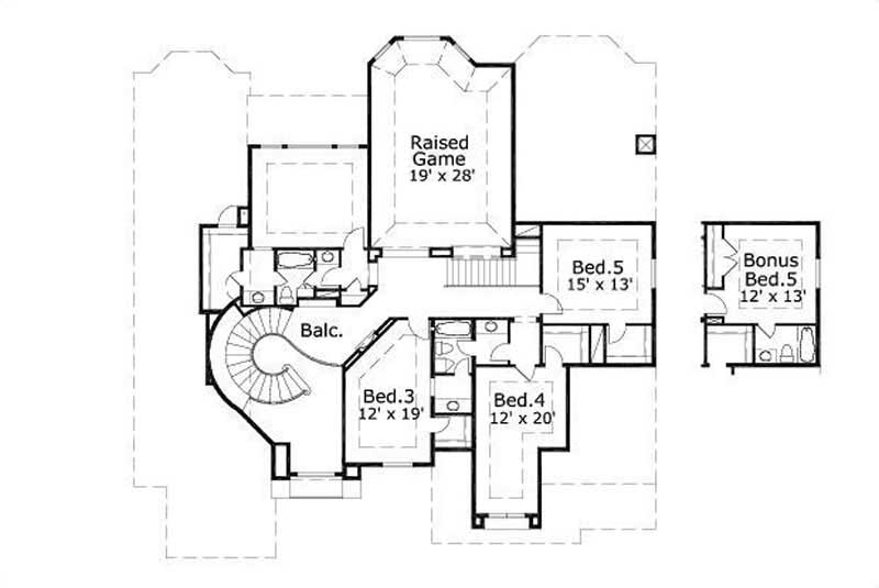 Floor Plan Second Story of Luxury Plan #156-1179