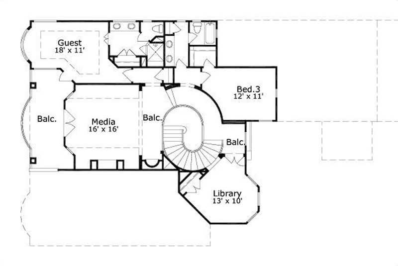 Floor Plan Second Story of Plan #156-1182