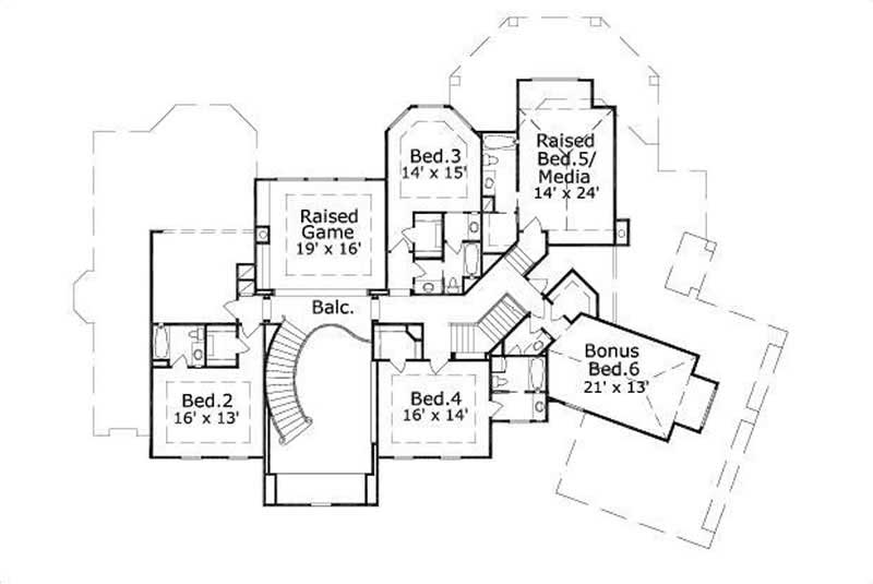 Floor Plan Second Story of Luxury Plan #156-1186