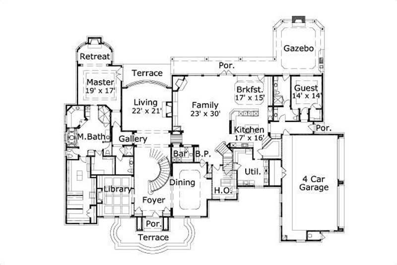 Floor Plan First Story of Luxury Plan #156-1189