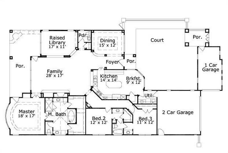 Floor Plan First Story of Plan #156-1195