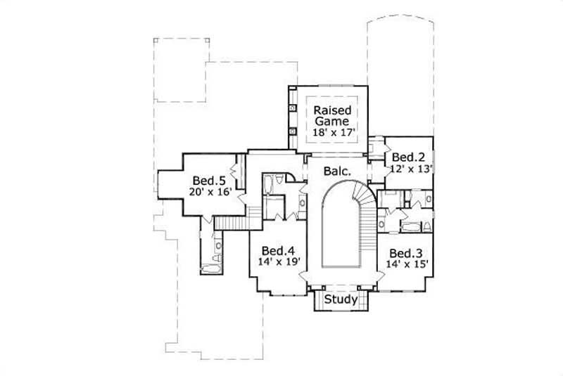 Floor Plan Second Story of Country Plan #156-1196