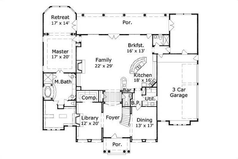 Floor Plan First Story of Luxury Plan #156-1199