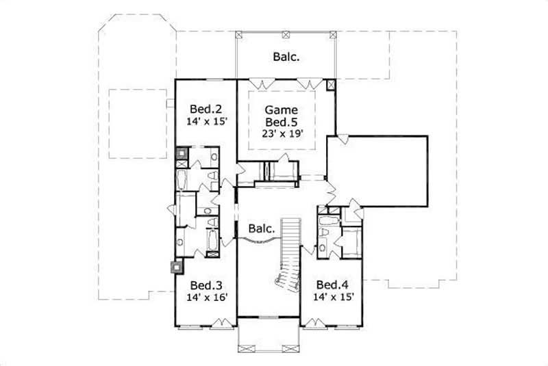 Floor Plan Second Story of Luxury Plan #156-1199
