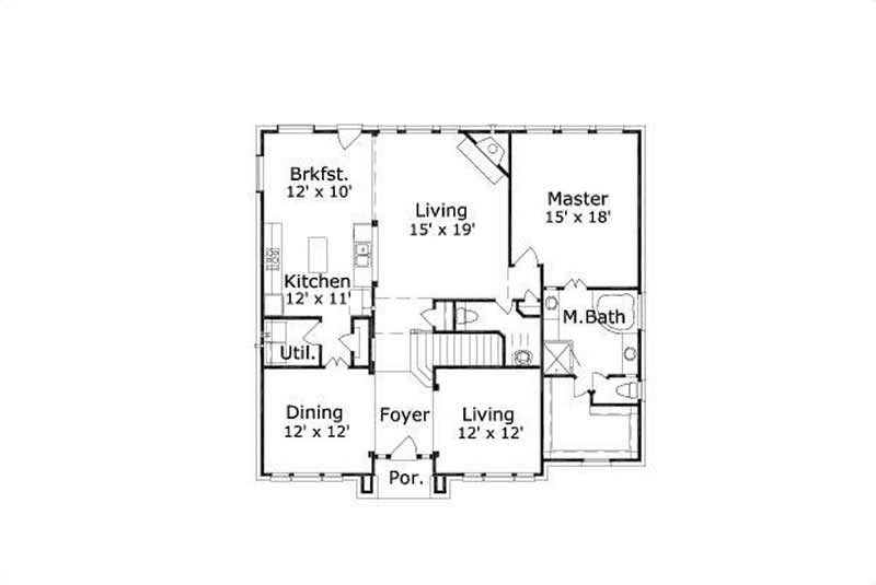 Floor Plan First Story of Traditional Plan #156-1201