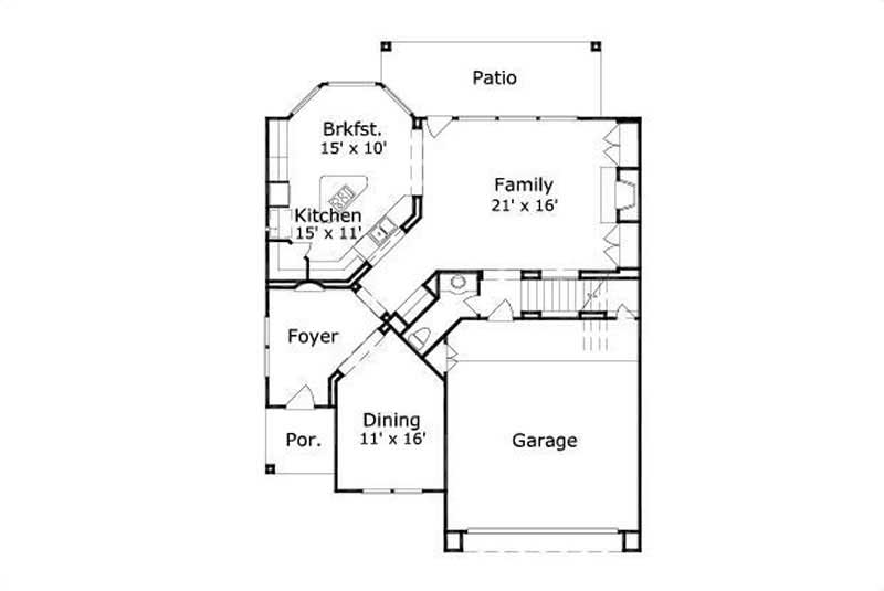 Floor Plan First Story of Mediterranean Plan #156-1202