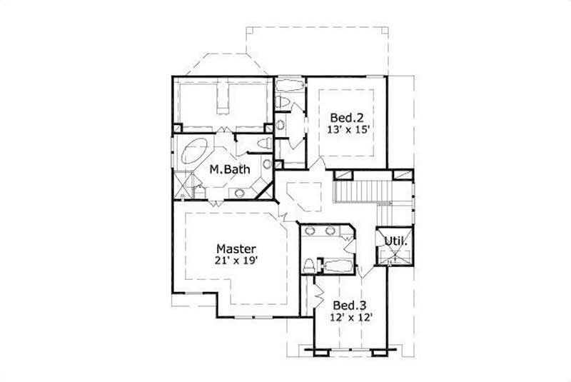 Floor Plan Second Story of Mediterranean Plan #156-1202