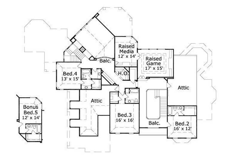 Floor Plan Second Story of Country Plan #156-1204