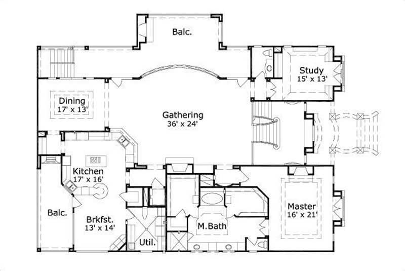 Floor Plan Second Story of Luxury Plan #156-1206