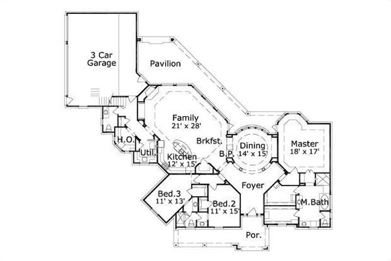 Floor Plan First Story of Luxury Plan #156-1208