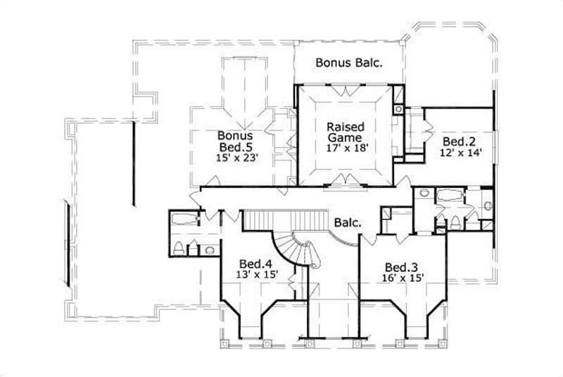 Floor Plan Second Story of Luxury Plan #156-1211