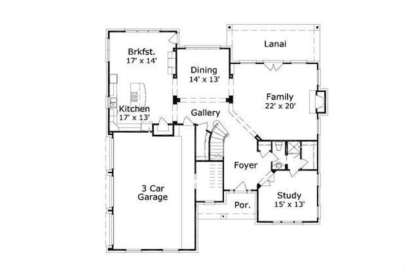 Floor Plan First Story of Luxury Plan #156-1215