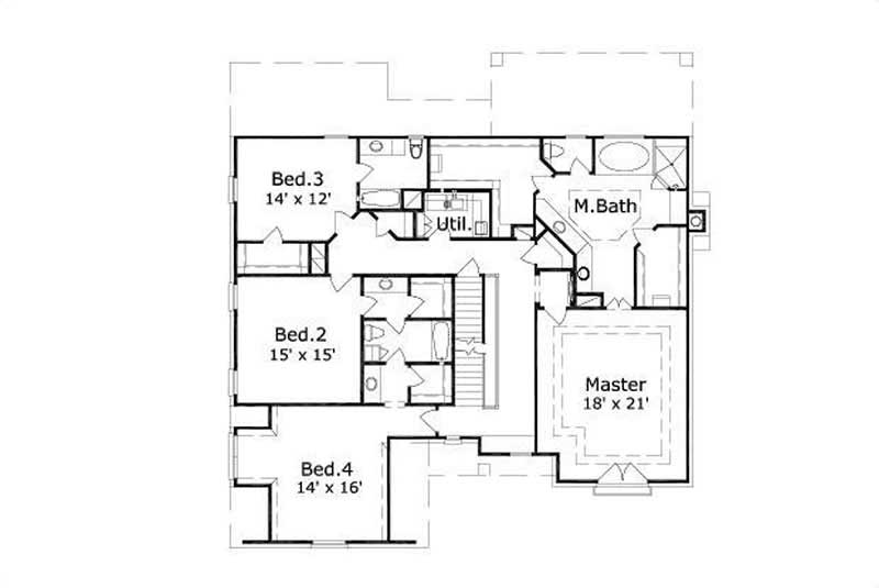 Floor Plan Second Story of Luxury Plan #156-1215